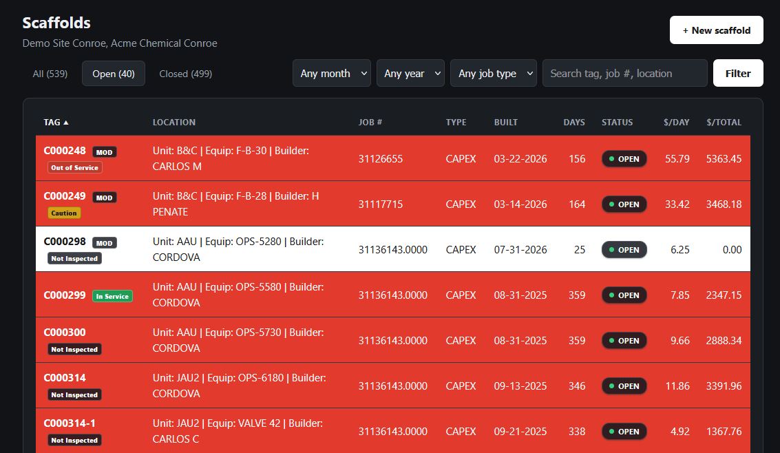 Scaffold Tracker screenshot 1
